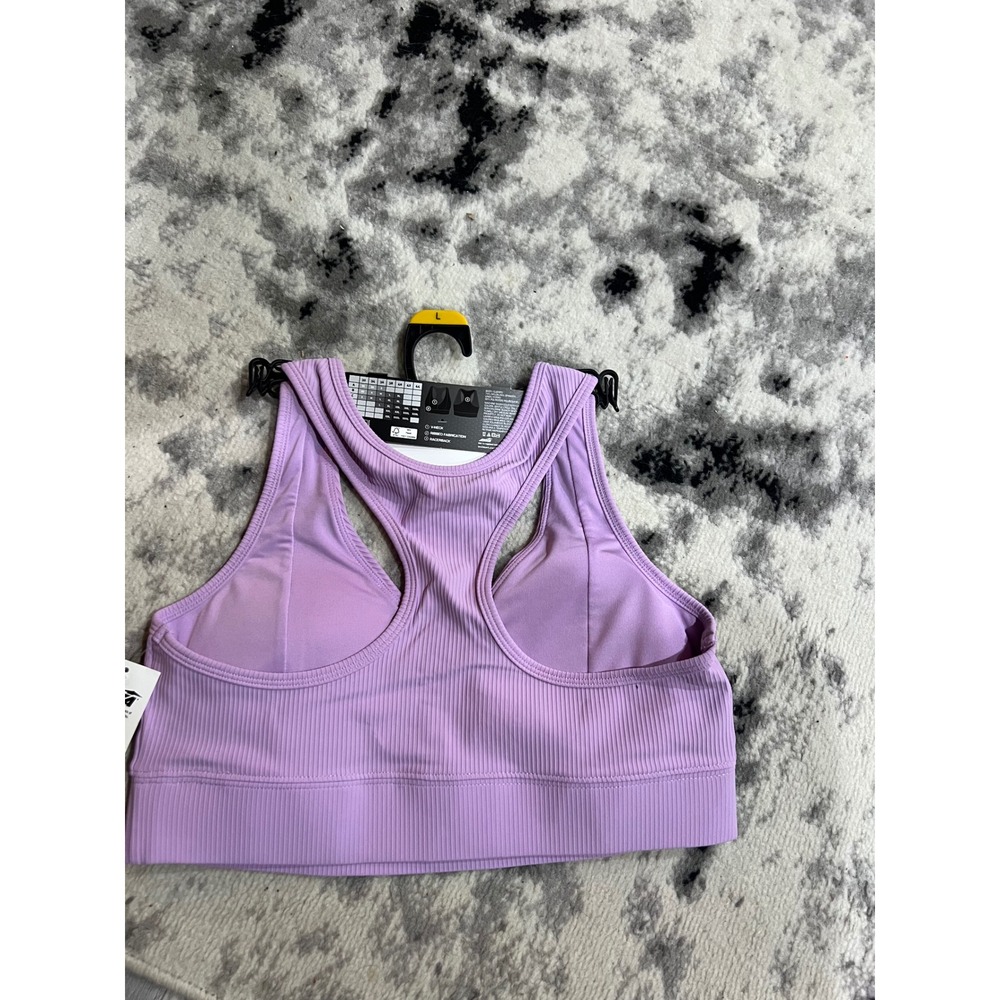 Avia Womens V-Neck Rib Sports Bra Medium Support Racerback Purple Large NWT - Picture 2 of 3